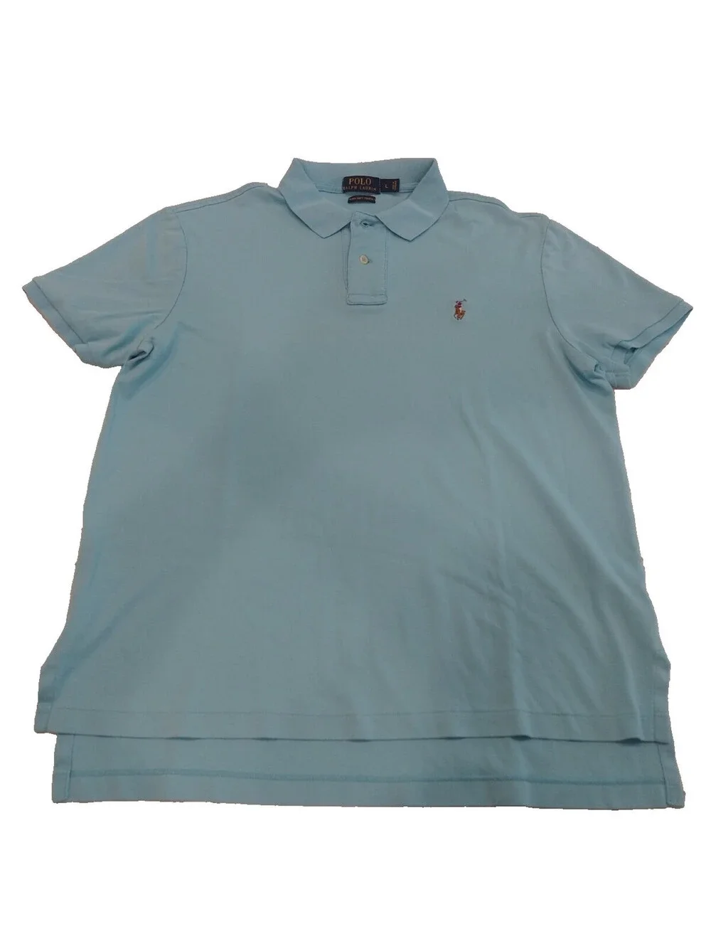 Polo Ralph Lauren Shirt Mens Large Light Blue Pima Soft Touch Colored Pony L